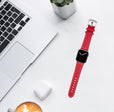 Thick Leather Racer Band with Stitch for Apple Watch Ultra & Series 8/7/6/5/4/3/2/1/SE Red (42mm | 44mm | 45mm | 49mm) |  Dial