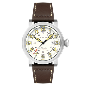 Le Pilote Automatic White / Brown Leather | White Dial