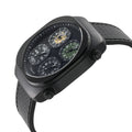 Quattro Zone GV2 Swiss Quartz, 316L Black Case, Black Bezel, Black dial, Sub Dials, Black Italian Leather Strap | Black Dial