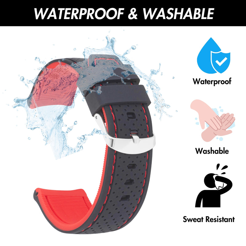 24mm Silicone Rally Strap, Perforated Black / Orange |  Dial