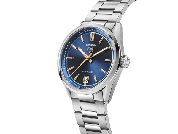 TAG HEUER CARRERA DATE 36MM,W/R 50M, STEEL CASE & BRACELET, BLUE DIAL Blue DIal | Blue Dial