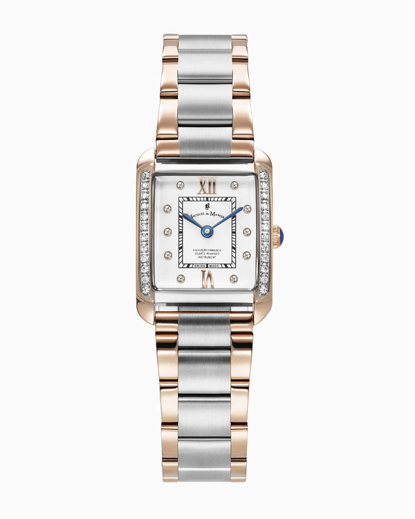 Emily II Bicolor Silver & Rose Gold with Stones White Dial