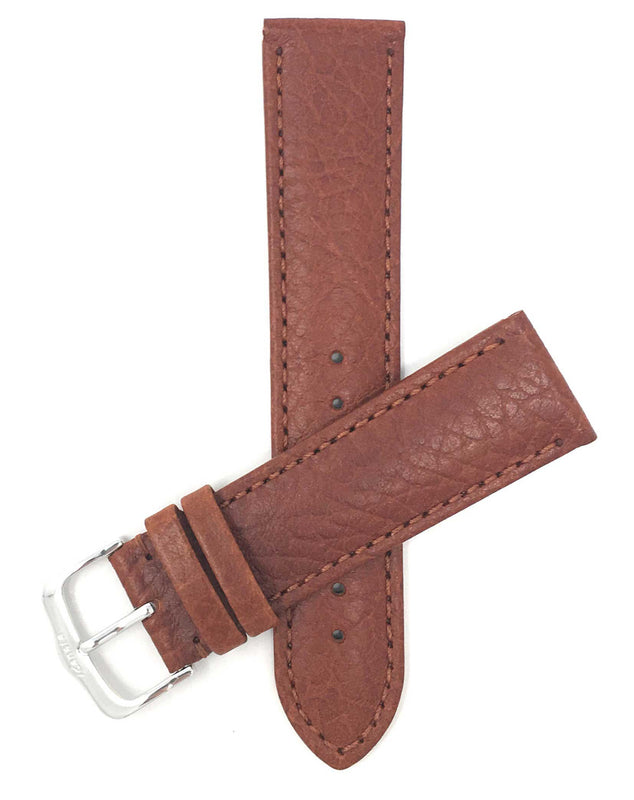 422 | 18mm Tan Italian Leather Watch Band - Buffalo Pattern - Semi-Padded 18mm / Tan / Silver Buckle |  Dial