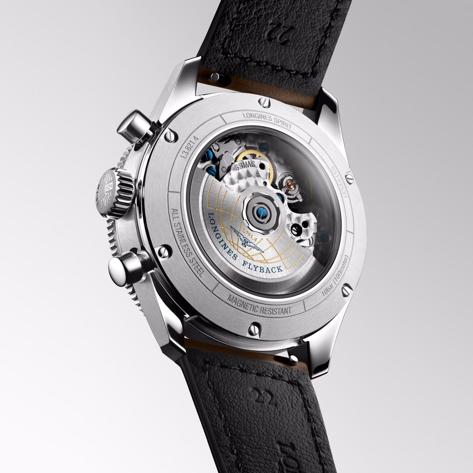 Spirit Flyback Black / Leather | Black Dial