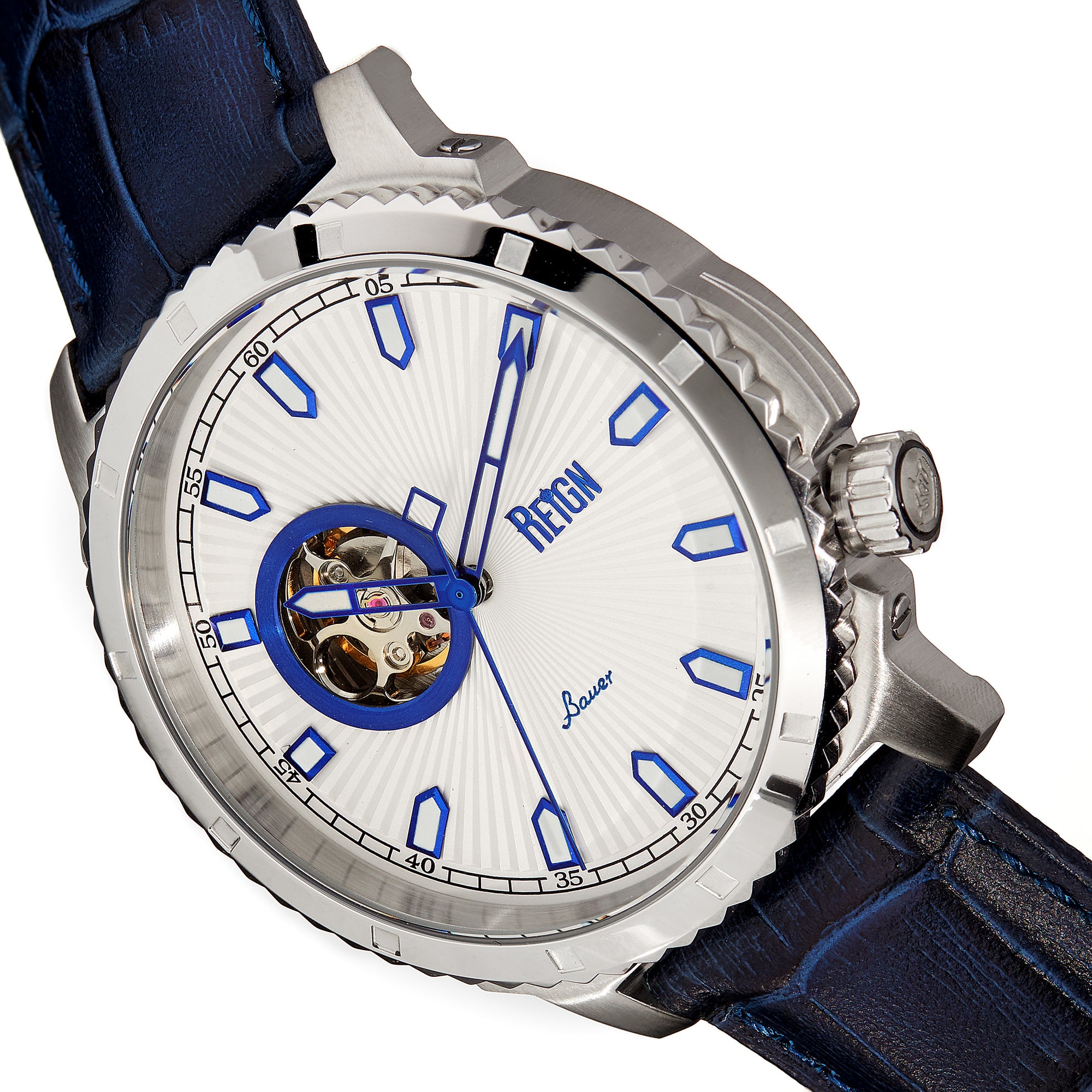 Bauer Silver/Blue | White Dial
