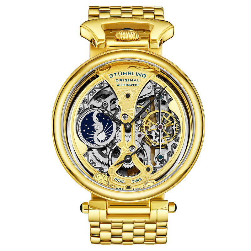 Emperor's Grandeur 4003 Dual Time Automatic 46mm Skeleton Gold/Bracelet | Gold Dial