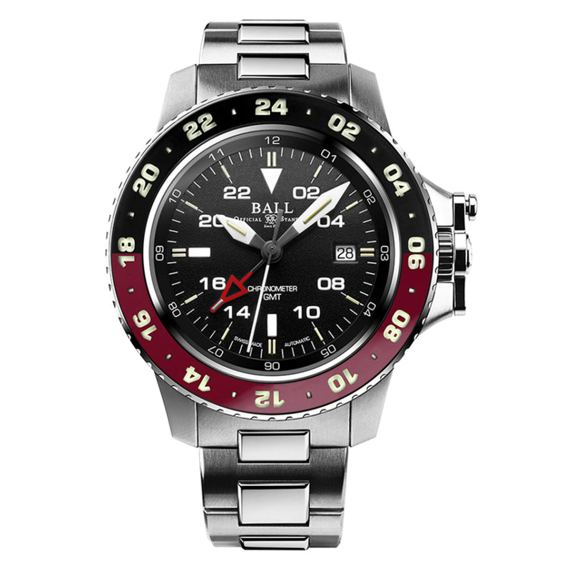 Engineer Hydrocarbon AeroGMT II 40mm Black Dial / Black and Red Bezel | Black Dial