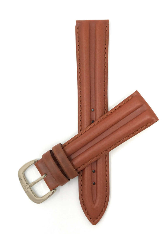 409 | 18mm Tan Italian Leather Watch Band - Classic - Padded 18mm / Tan / Gold Buckle |  Dial