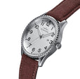 Crosswind Canvas-Overlaid Leather-Band Watch w/ Date Silver/Brown | Silver Dial
