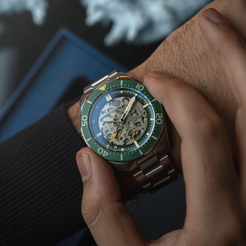 Croft 42 Skeleton Automatic Green / Stainless Steel | Black Dial
