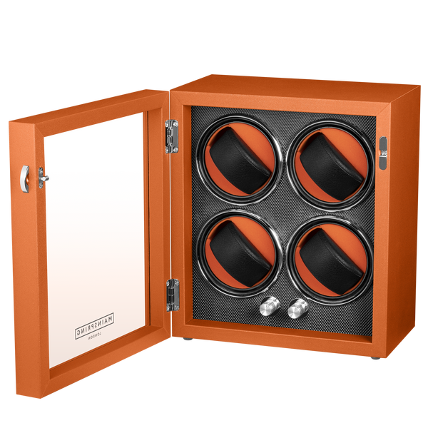 Mainspring Oxford Guardian 4-Slot Watch Winder - Orange