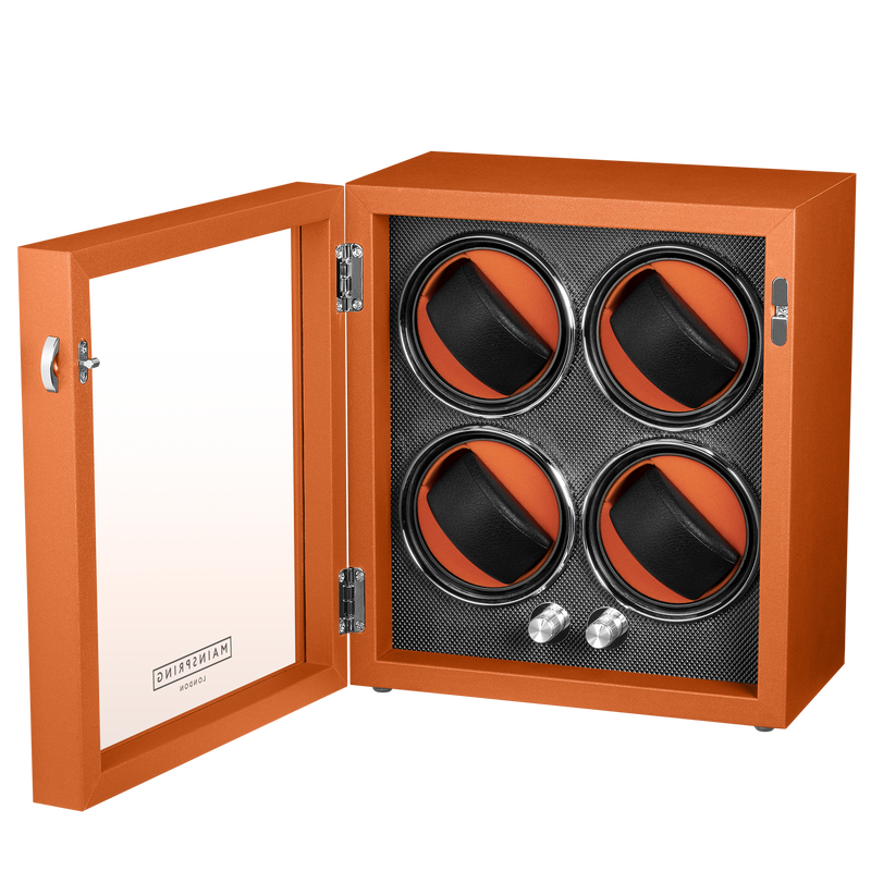 Mainspring Oxford Guardian 4-Slot Watch Winder - Orange