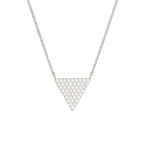 Elegant Confetti Women's 18K White Gold Plated CZ Simulated Diamond Pave Triangle Pendant Necklace 18k White Gold