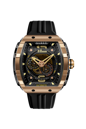 Magellan 24H Automatic Black & Gold / Rubber | Black Dial