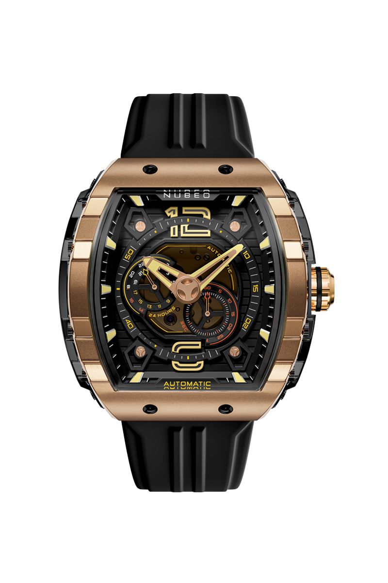 Magellan 24H Automatic Black & Gold / Rubber | Black Dial