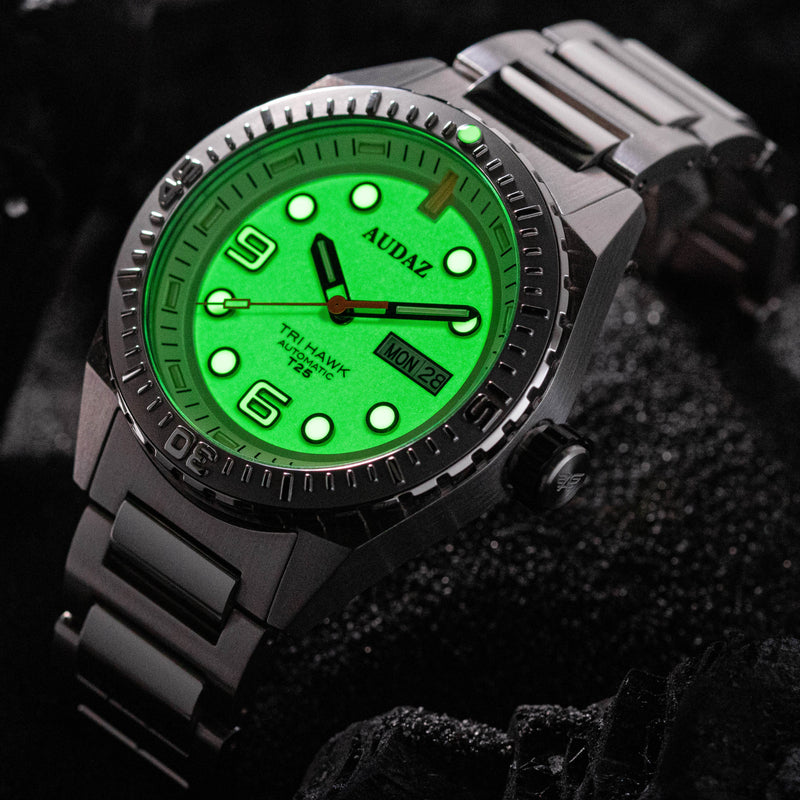 Tri-Hawk Tritium Green with Luminous Glow Green Dial