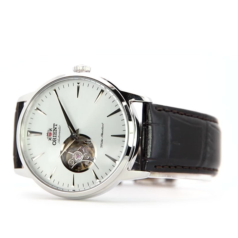 Contemporary Automatic Leather Strap Watch | White Dial
