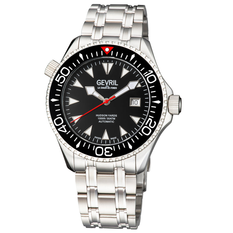Hudson Yards Swiss Made Automatic SW200  Diver watch black Ceramic bezel inner rotating ring Black PVD | Black Dial