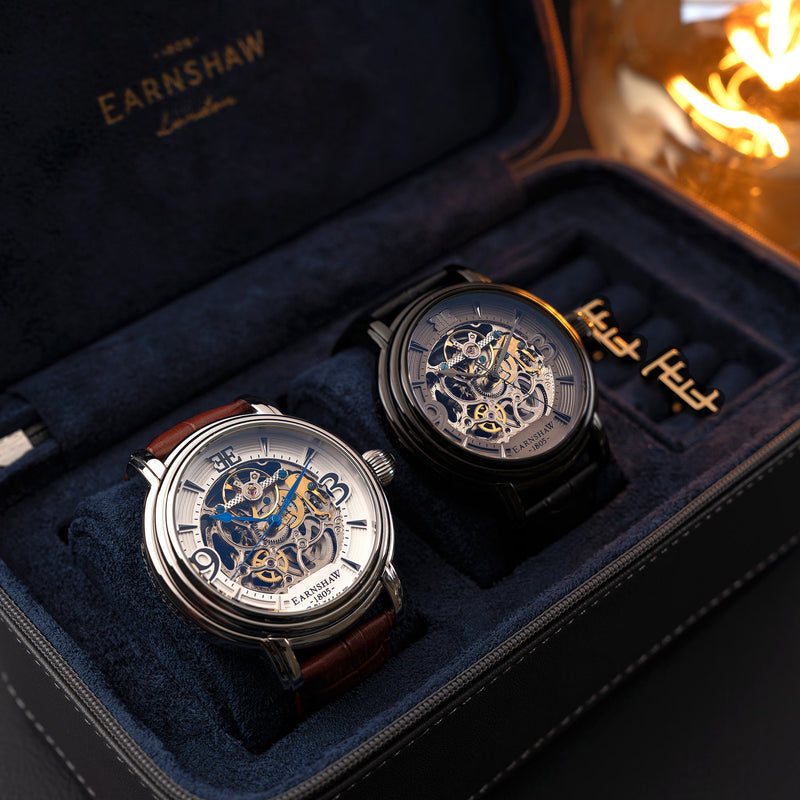 Beaufort 3 - Slot Watch Box Grey / Leather