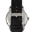 Automatic Sanford Semi-Skeleton Leather-Band Watch Silver/Black | Black Dial