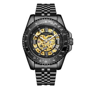 Tachymeter Sports Automatic Black/Stainless Steel Skeleton Gold Dial