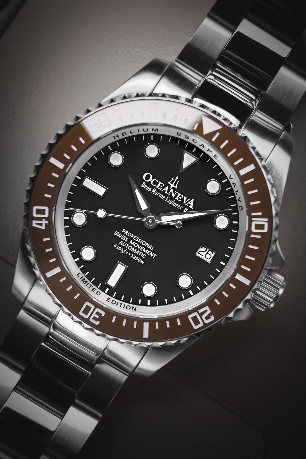 Deep Marine Explorer II Swiss Automatic Brown Bezel| Black Dial