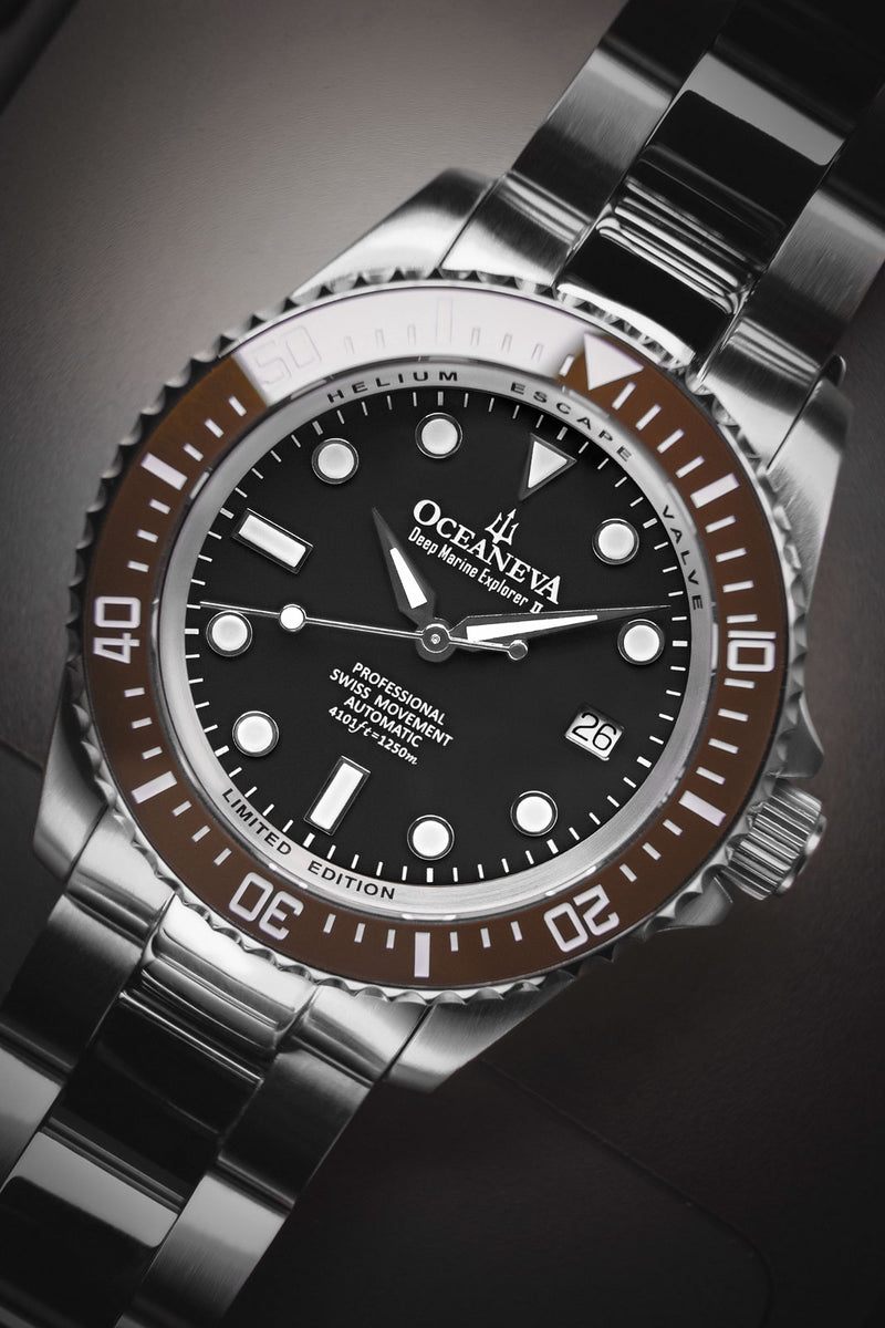 Deep Marine Explorer II Swiss Automatic Brown Bezel| Black Dial