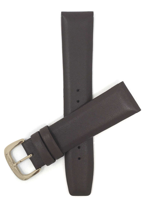 415 | 20mm Brown Leather Watch Band - Classic Padded 20mm / Brown / Gold Buckle |  Dial
