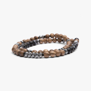 Sandalwood Double, Sterling, Striped Black Agate M (7.25" Wrist) |  Dial
