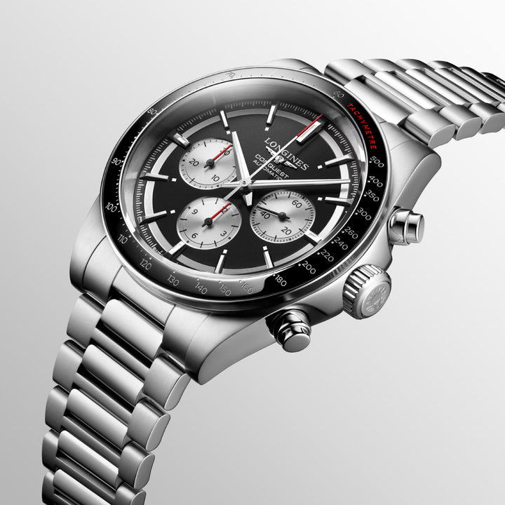 Conquest Chronograph Black / Stainless Steel | Black Dial