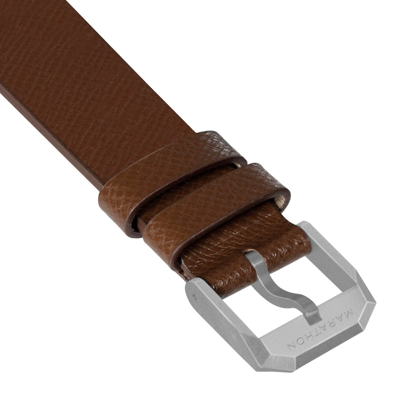 STRAP, 20mm, ITALIAN LEATHER, CROSS HATCH, PARKERIZED BUCKLE, COGNAC, XL ITALIAN LEATHER, CROSS HATCH