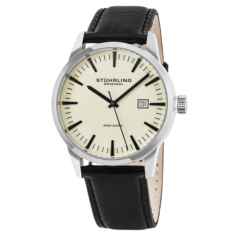 Symphony Black/Leather/Ivory Dial/Silver Case | Ivory Dial