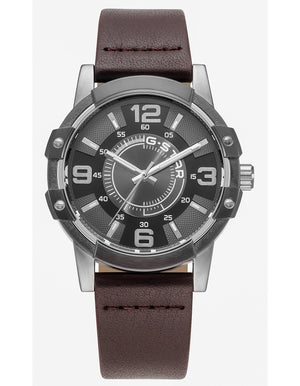 Constructed Gray Dial / Brown Leather Strap Gray Dial