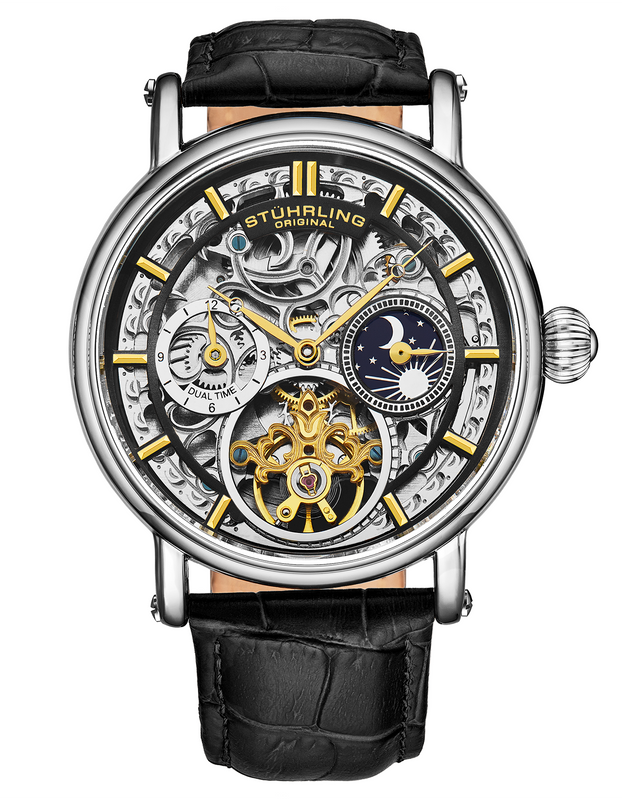 Legacy Automatic 43mm Skeleton Silver Case/ Black Leather Strap | Black Dial