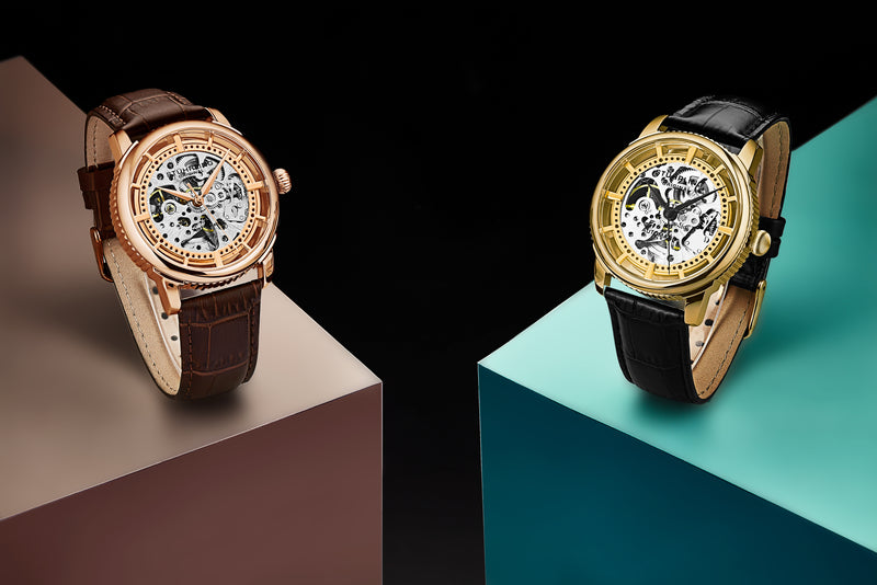 Legacy Automatic Skeleton Watch Brown/Leather | Salmon Dial