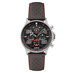 Coningham Chronograph Black / Leather Black Dial