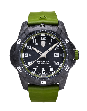 Carbon Dive CARBON CASE/BLACK&GREEN DIAL/GREEN STRAP | Black Dial