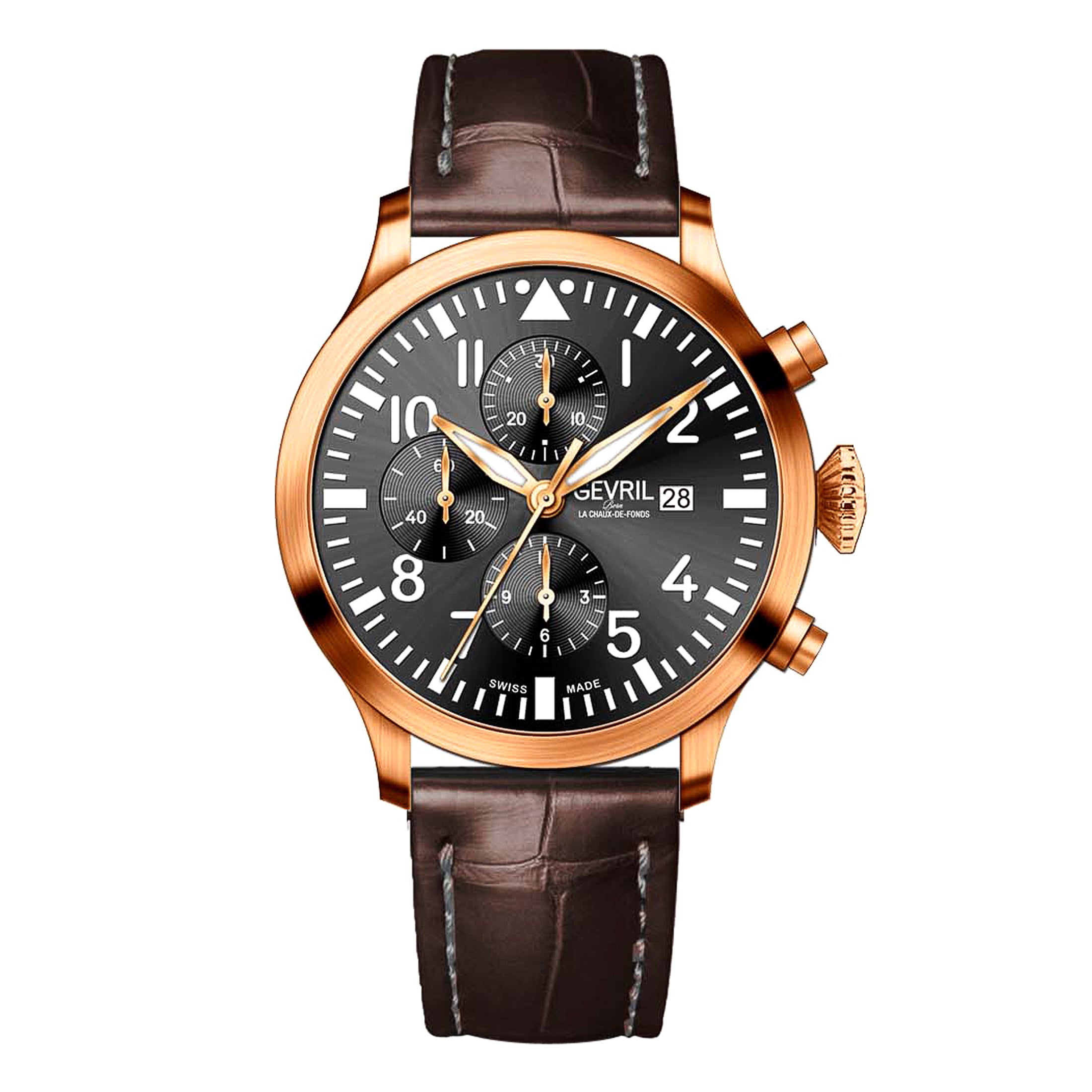 Gevril Vaughn ETA 7750 Swiss Automatic Movement Black Dial 47103