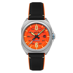 Bell X-1 Machbuster Automatic Orange / Black Hybrid leather and rubber strap | Orange Dial