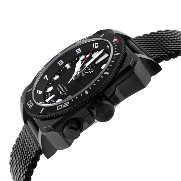 XO Submarine Sellita SW200 rotating bezel Black dial Black PVD Divers watch Mesh | Black Dial