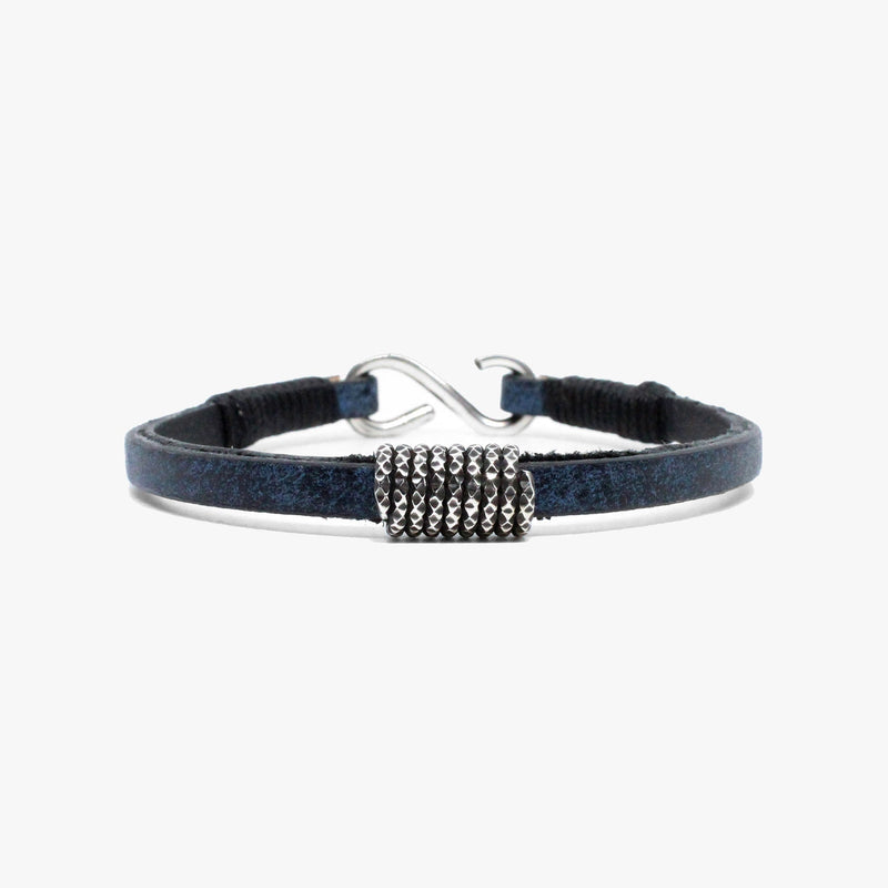 Faceted Sterling Coil, Blue Leather  |  Dial