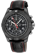 T38 GV2 Swiss Quartz Chronograph, 316L IPBLK Case, Black Enamel Dial, Black Handmade Italian Leather Strap | Black Enamel Dial