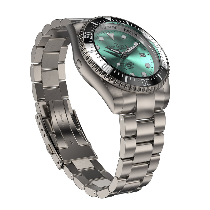 TITANIUM Swiss Automatic SW200 Deep Marine Explorer II Titanium/Black/AquaBurst | Teal Dial