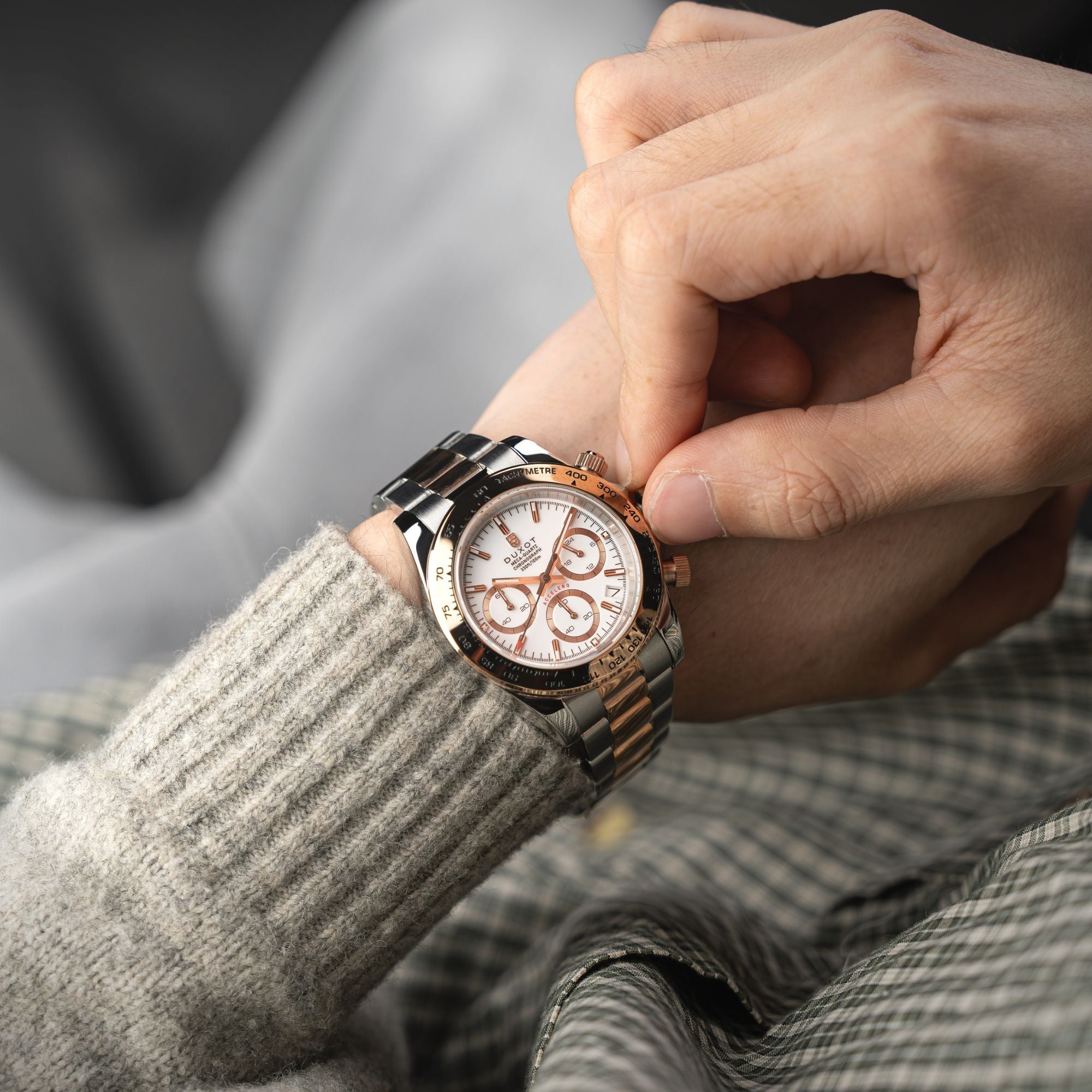 Accelero Chronograph White / Two-tone Stainless Steel | White Dial