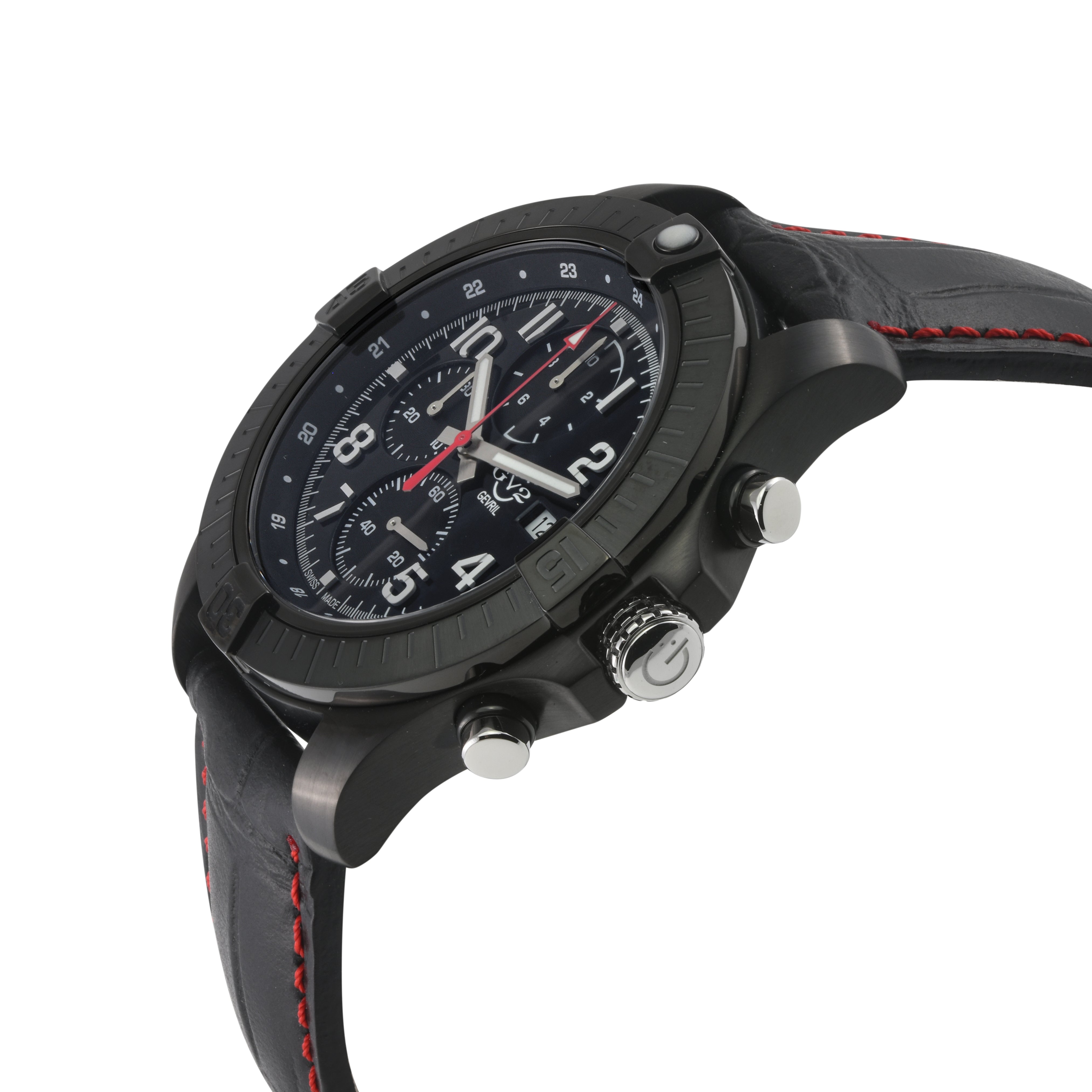 T38 GV2 Swiss Quartz Chronograph, 316L IPBLK Case, Black Enamel