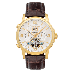 City Of London Marylebone Grand Date Calendar Open Heart Automatic White / Genuine Leather Strap | White Dial