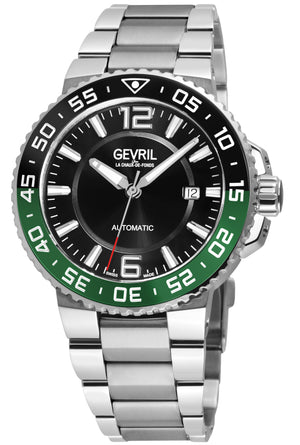 Riverside Black Glossy Dial Stainless Steel Bracelet Black/Green Ceramic Bezel 42mm Black Dial