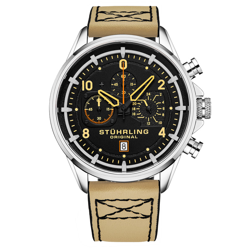 Aviator 929 Beige/Leather | Black Dial