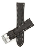 502 | 30mm Brown Italian Leather Watch Band - Buffalo Pattern - Padded 30mm / Brown / Silver Buckle |  Dial
