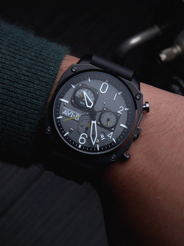 Hawker Hunter Retrograde Chronograph Gray / Rubber | Gray Dial